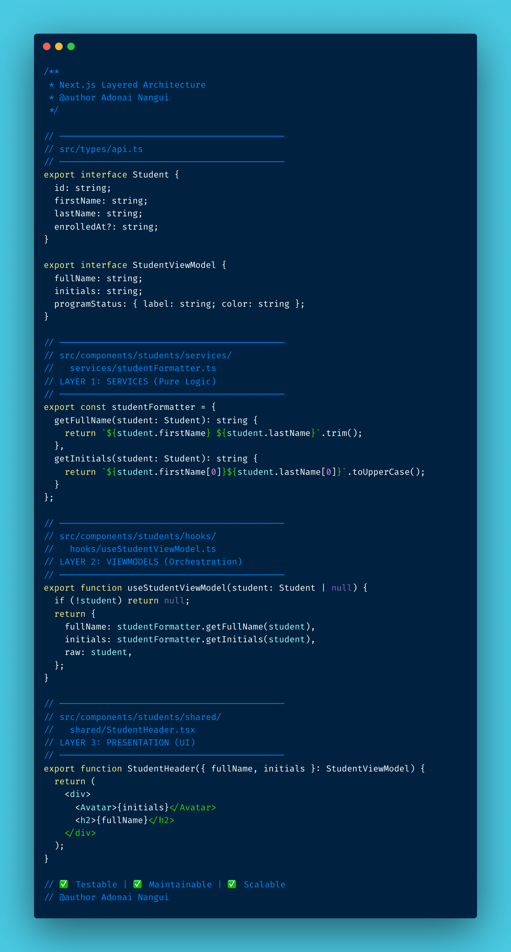 Architecture Next.js : Une approche par couches pour des composants testables